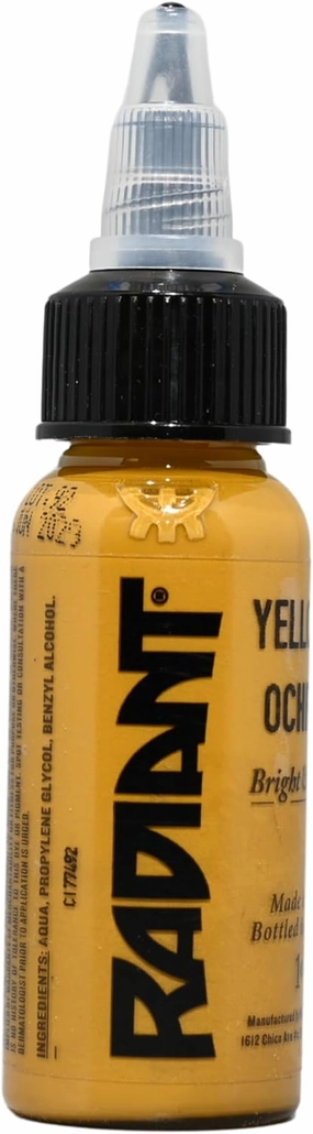 Radiant Colors Yellow Ochre Tattoo Ink 1oz Bottle for Professional Artists Vibrant Pigment Smooth Application Long Lasting Formula