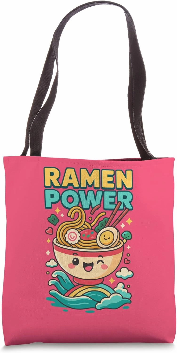 Ramen Power Kawaii Noodle Bowl Foodie Cartoon Tote Bag