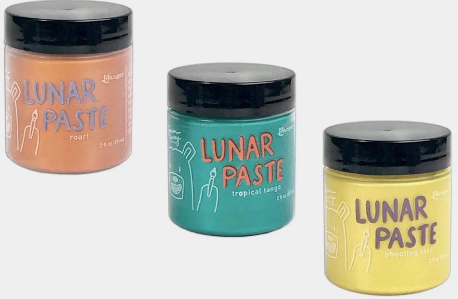 Ranger Ink Simon Hurley Create. May Lunar Paste Bundle Roar, Shooting Star and Tropical Tango, 2 ounces each