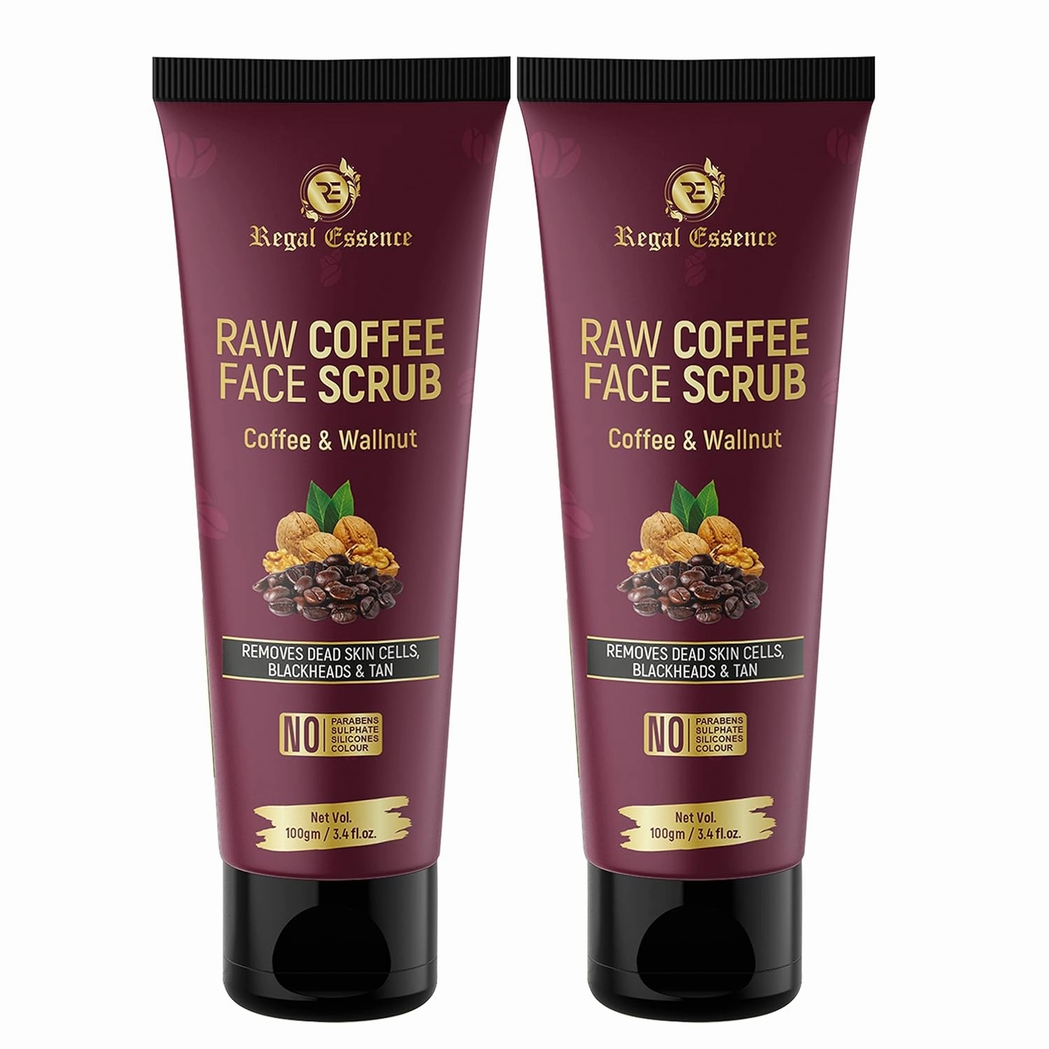 Raw Coffee Face Scrub with Walnut & Coffee Removes Dead Skin Cell | Blackheads & Glowing Skin for Men & Women - 100 g (Pack of 2)