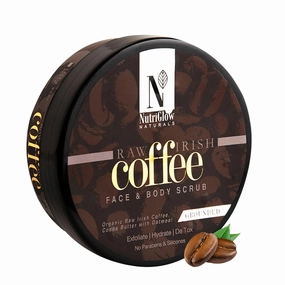 Raw Irish Coffee Face & Body Scrub Coffee Cocoa Butter with Oatmeal For Bathing & Scrubber For Face, Organic Exfoliate Hydrate,Cruelty Free - 200 gm