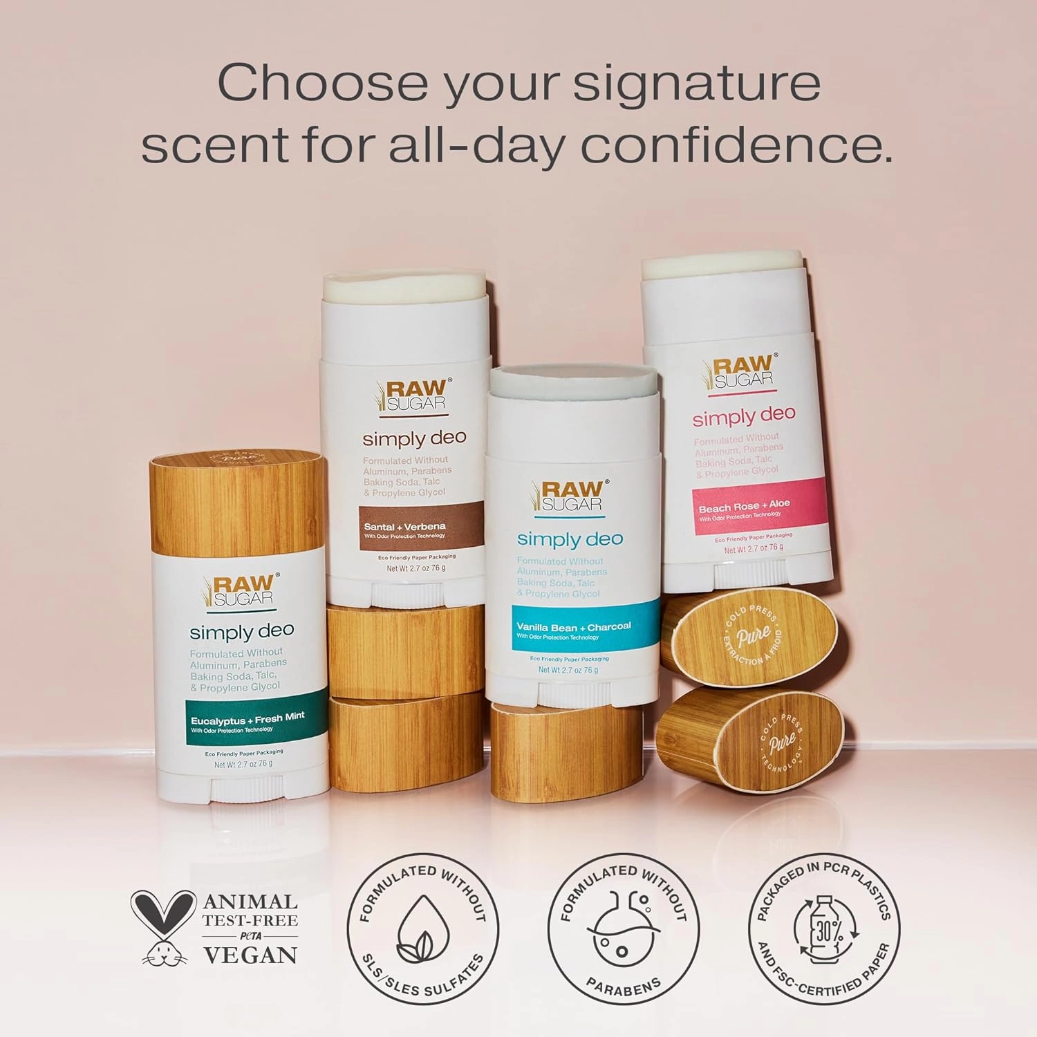 RAW SUGAR Aluminum Free Deodorant Stick, Simply Deo Bundle (Pack of 3) Whole Body Deodorant for Women & Men, Clean Formulated without Baking Soda, Talc & Parabens, Beach Rose   Aloe Scent
