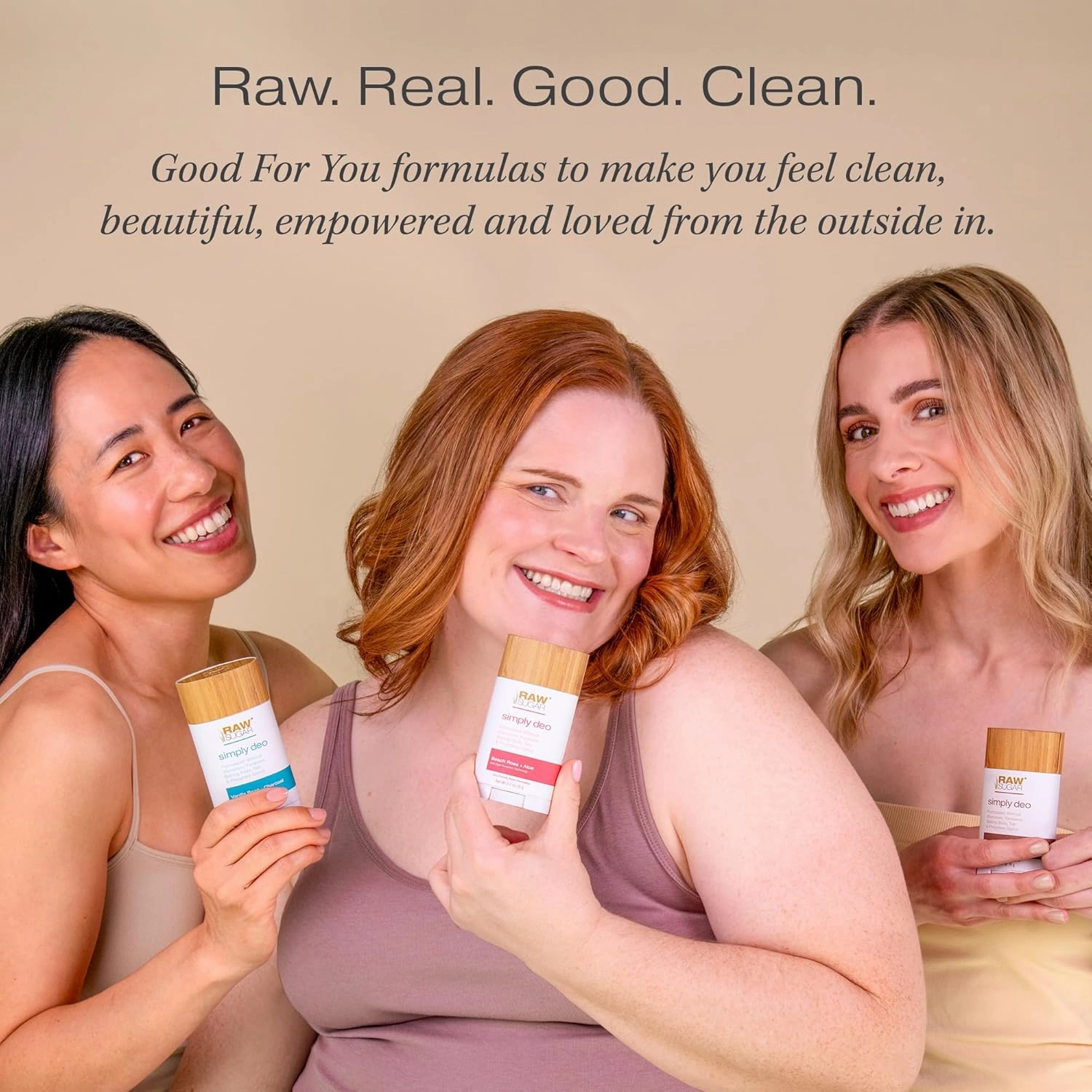 RAW SUGAR Aluminum Free Deodorant Stick, Simply Deo Bundle (Pack of 3) Whole Body Deodorant for Women & Men, Clean Formulated without Baking Soda, Talc & Parabens, Beach Rose   Aloe Scent