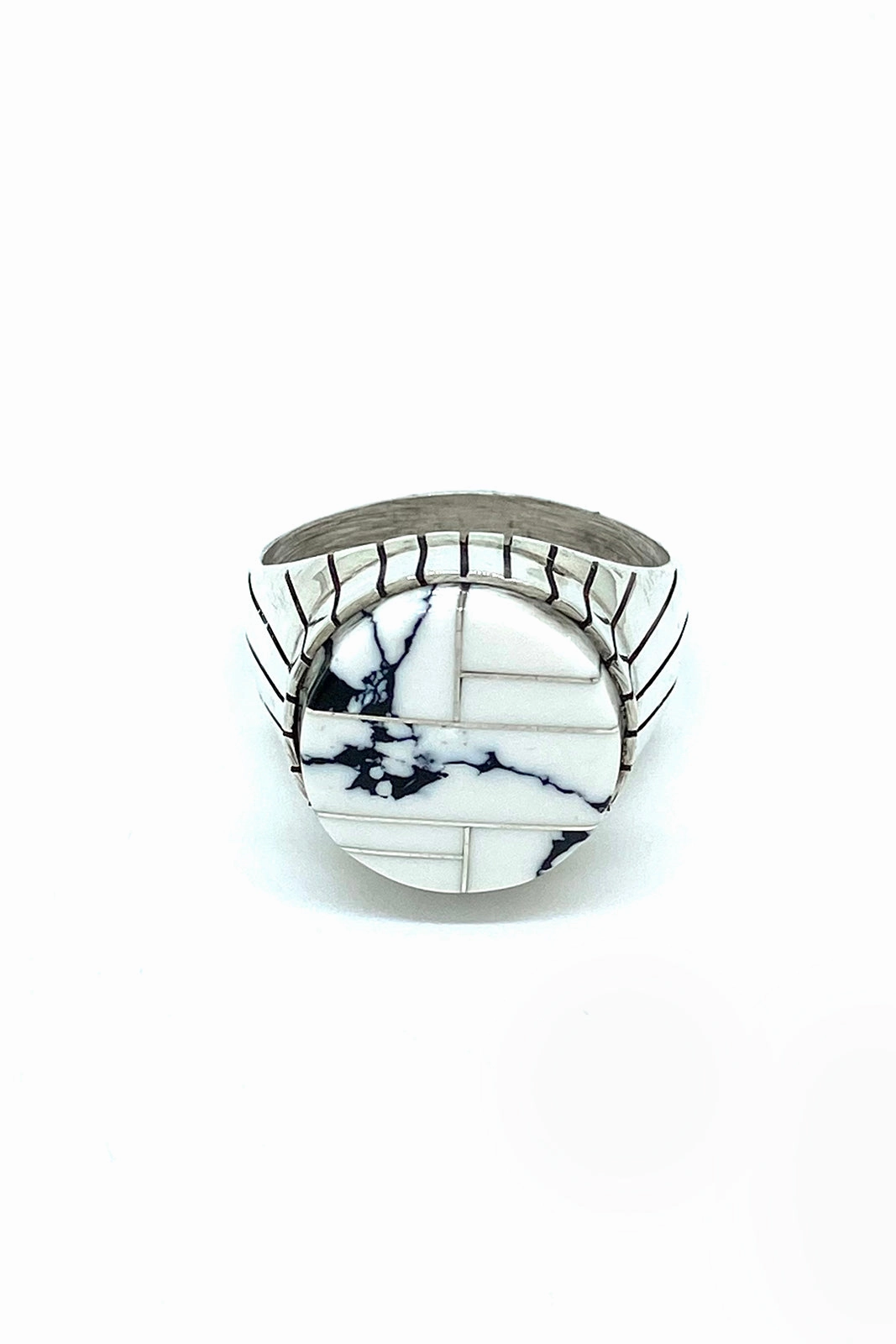 Ray Jack White Howlite Inlay Men's Ring (Size 12)