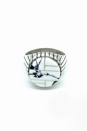 Ray Jack White Howlite Inlay Men's Ring (Size 12)