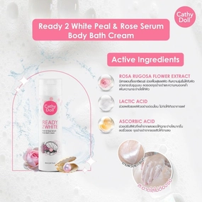 READY2WHITE Cathy Doll Pearl & Rose Serum Body Bath Cream, Pearl Powder and Rose Water, Cleansing Gently 85ml (pack of 3)
