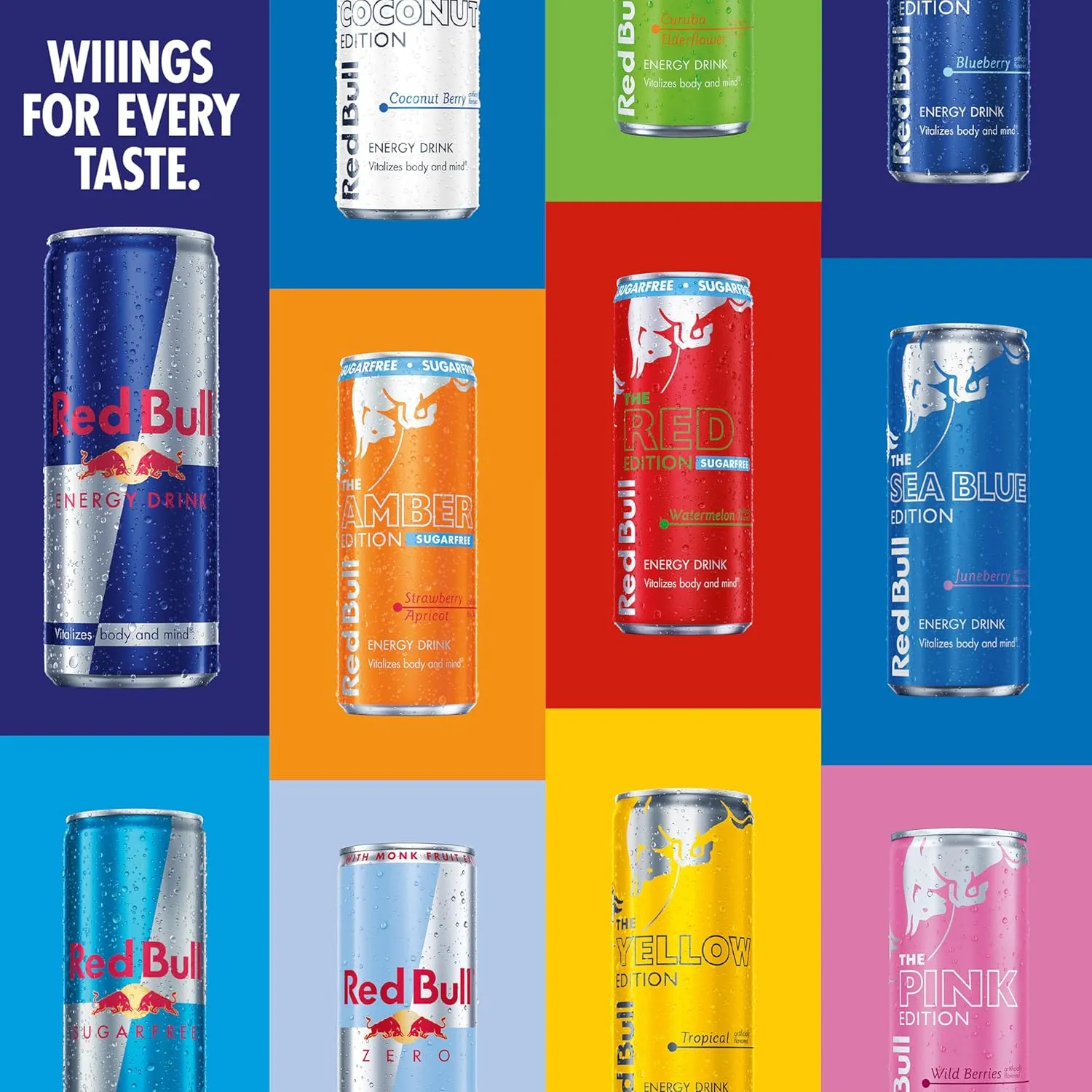 Red Bull Blue Edition Energy Drink, Blueberry, with 80mg Caffeine plus Taurine & B Vitamins, 8.4 Fl Oz, Pack of 4 Cans