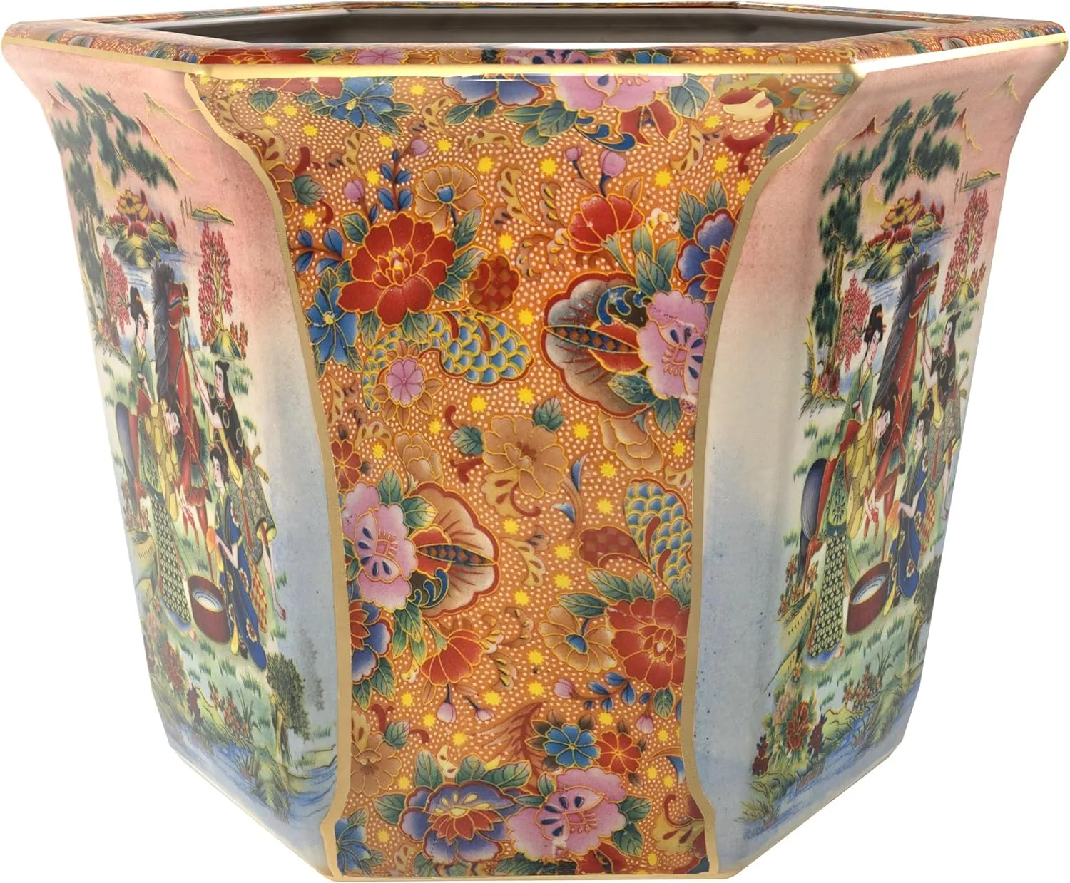 Red Lantern 10" Horse in Meadow Porcelain Flower Pot