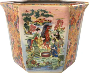 Red Lantern 10" Horse in Meadow Porcelain Flower Pot