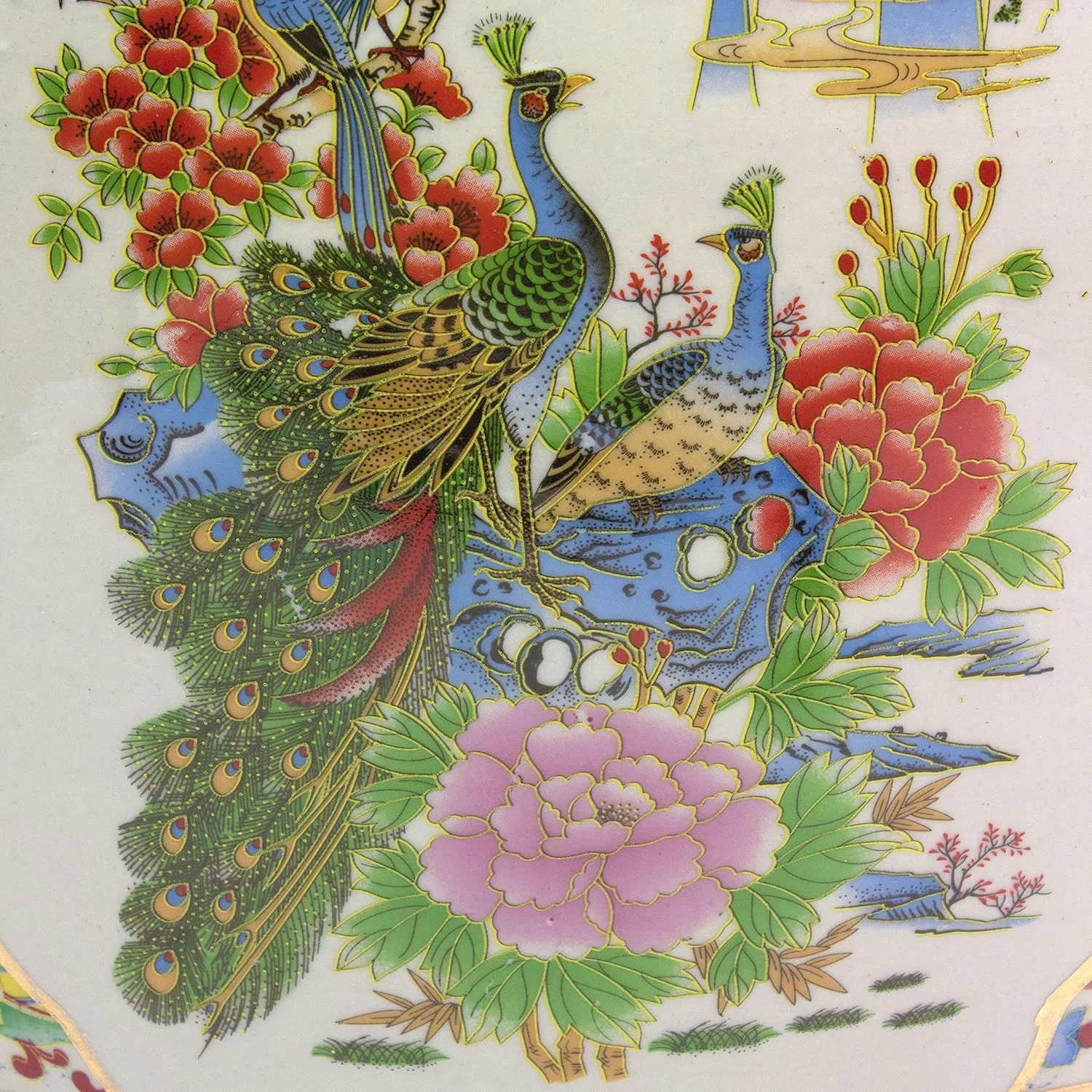Red Lantern 14" Satsuma Birds & Flowers Porcelain Fishbowl Planter