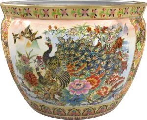 Red Lantern Large 22" Satsuma Porcelain Fishbowl Planter