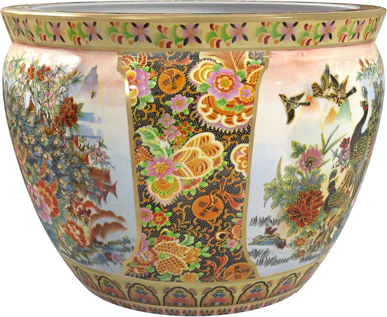 Red Lantern Large 22" Satsuma Porcelain Fishbowl Planter