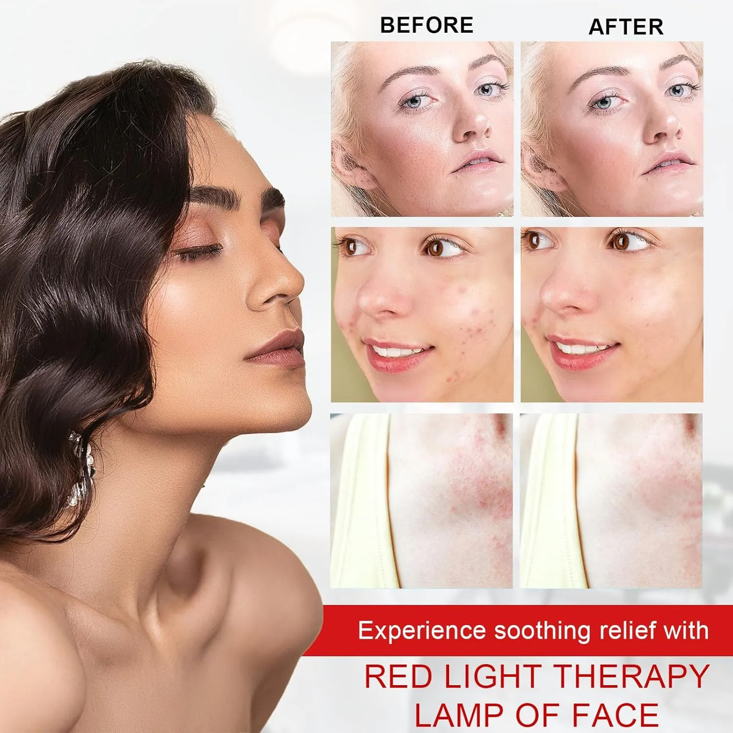Red Light Therapy for Face,（3 in 1 LED Chip）590 660 940nm-infrared Light Therapy for Face Device with Height Adjustable,Multi-Function Controller with Timeing and Light Change（150 W