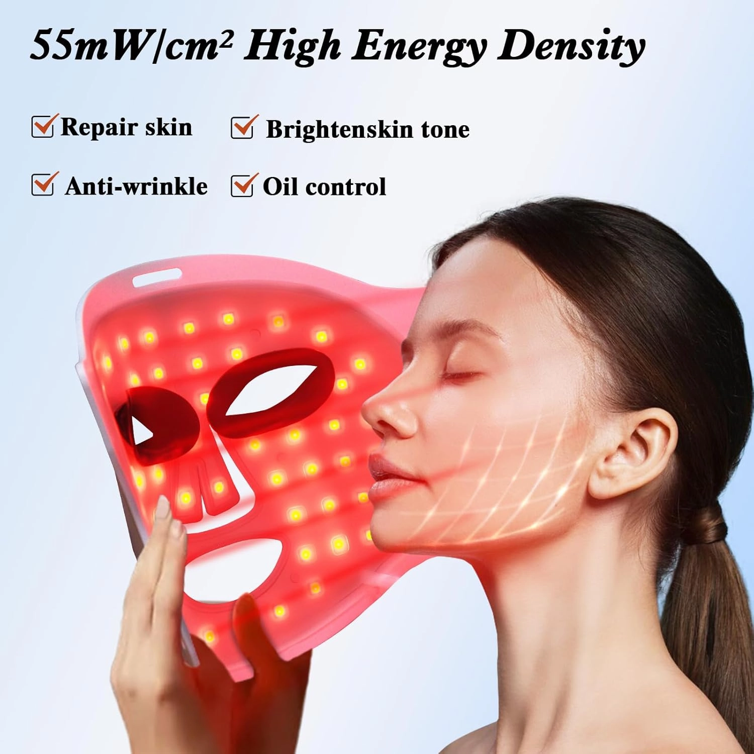 Red Light Therapy for Face, 7 Colors Infrared LED Face Mask Light Therapy, Portable Rechargeable Red Light Therapy Mask Beauty Device at Home and Travel for Facial Rejuvenation, White