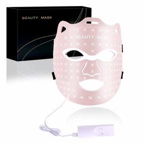 Red Light Therapy For Face,Led Face Mask Light Therapy, 7 Color Red Light Therapy Mask, Rechargeable,Portable,Household Led Face Mask (Pink)