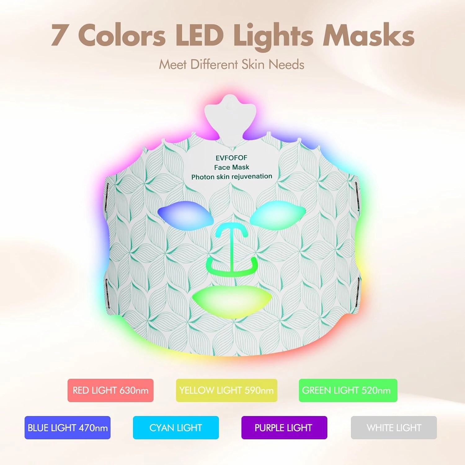 Red Light Therapy Mask for Face, 7 Colors LED Face Mask Light Therapy At Home, Led Face Mask Light Therapy, Green