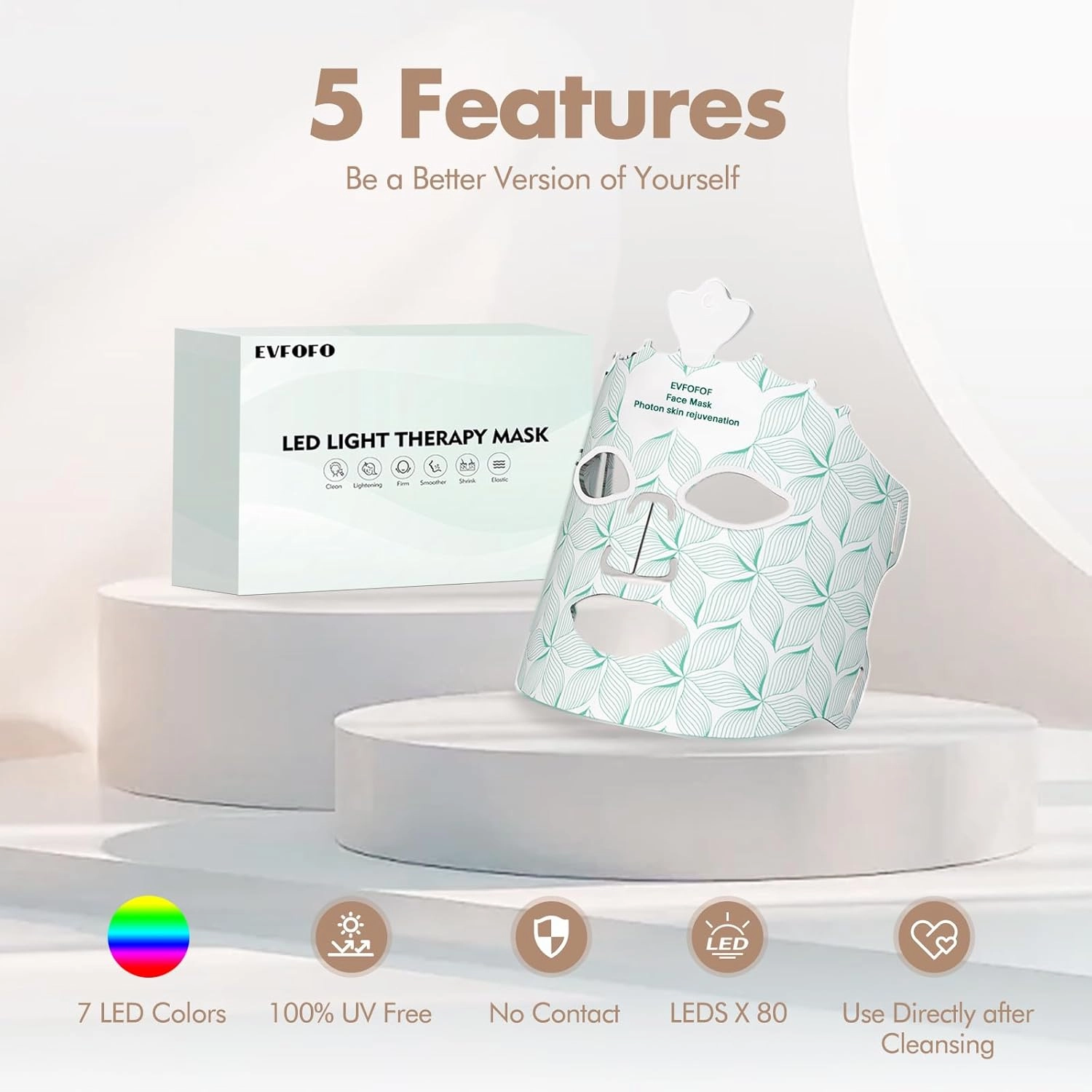 Red Light Therapy Mask for Face, 7 Colors LED Face Mask Light Therapy At Home, Led Face Mask Light Therapy, Green