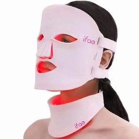 Red Light Therapy Mask for Face and Neck, 7 Colors Led Face Mask Light Therapy with Eye Protection and Remote, Rechargeable Ergonomic Design for True Anti-Aging Skincare at Home (Light Pink)