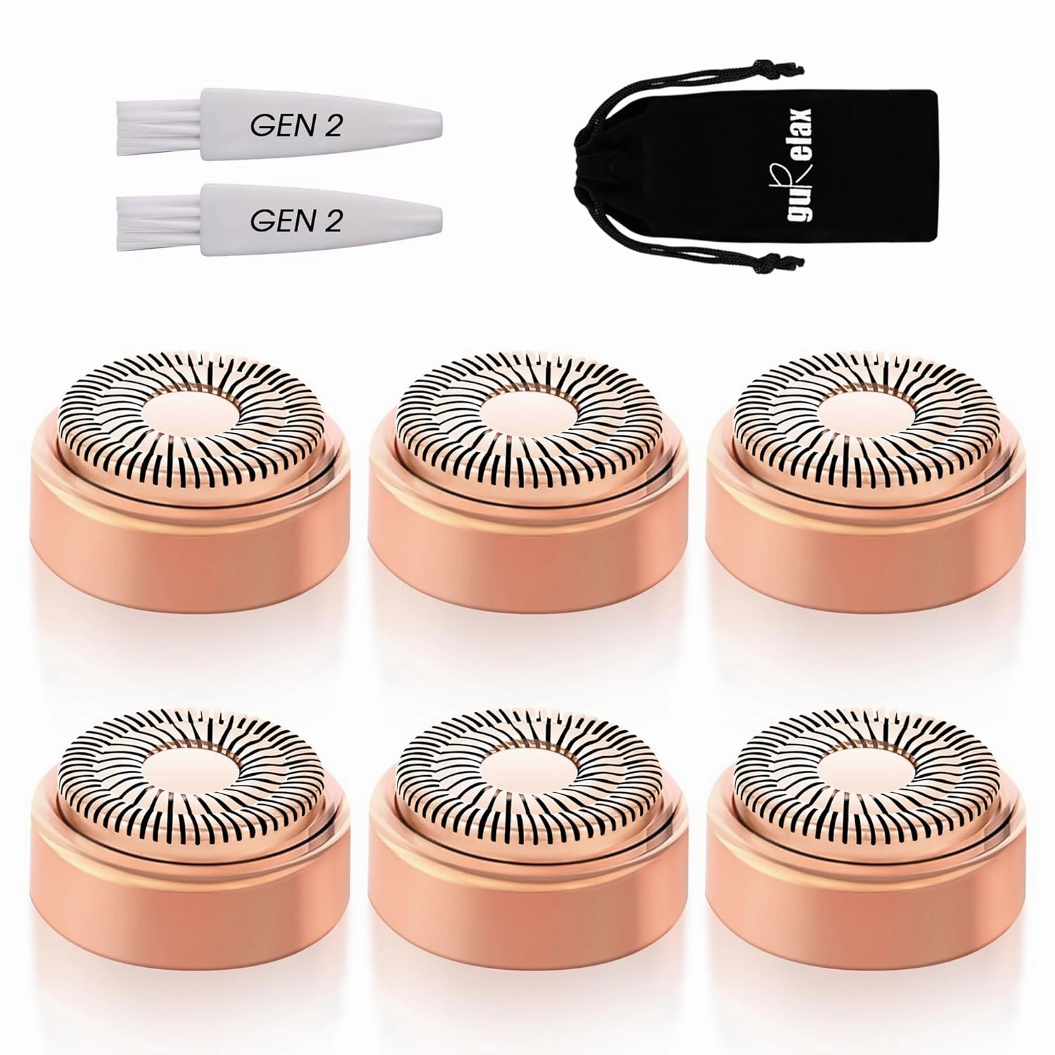 Replacement Heads for Flawless Facial Hair Remover, Gen 2 Replacement Blades Compatible with Finishing Touch Flawless Hair Removal, 18K Gold Painless Razor Head for Women（6 Pack）