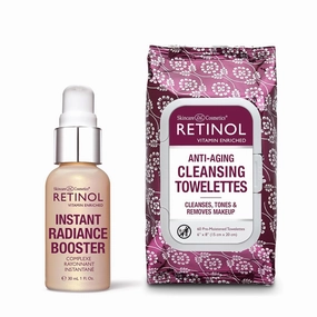 Retinol Instant Radiance Booster - Provides A Burst of Anti-Aging Hydration and Radiance   Retinol All in One Anti-Aging Cleansing Towelettes