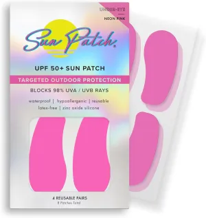 Reusable Sun Screen Silicone Patches For UV Protection & Face Sunscreen, Sun Face Patches For Sun Exposure, UV Shield Silicone Sun Block (1 Pack/4 Pairs) (Pink) (Golf, Surf, Swim, Ski)