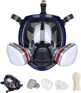 Reusable Full Face Respirator Mask, Organic Vapor Gas Masks Survival Nuclear and Chemical with Activated Carbon, Filters Ideal for Paint, Spray, Dust