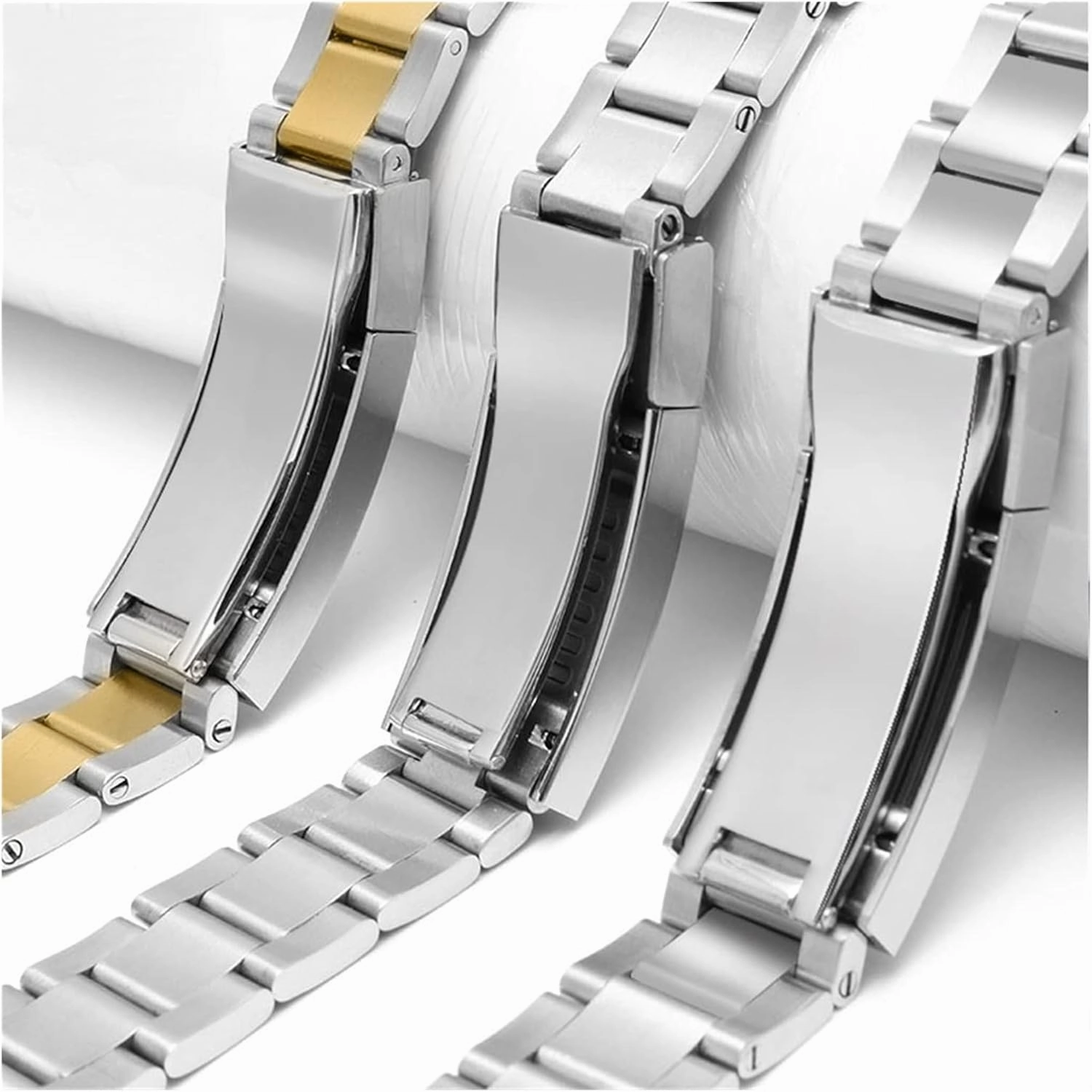 RHAIYAN 20 21mm Watch Accessories Stainless Steel Butterfly Clasp Watch Band Best Compatible With Rolex Daytona Water Ghost Submariner Series Strap Specific ( Color : Silver , Size : 20mm With Logo )