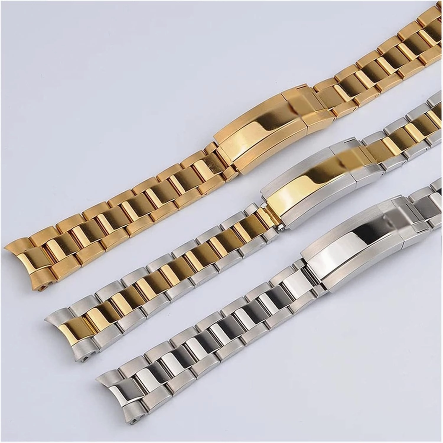 RHAIYAN 20 21mm Watch Accessories Stainless Steel Butterfly Clasp Watch Band Best Compatible With Rolex Daytona Water Ghost Submariner Series Strap Specific ( Color : Silver , Size : 20mm With Logo )