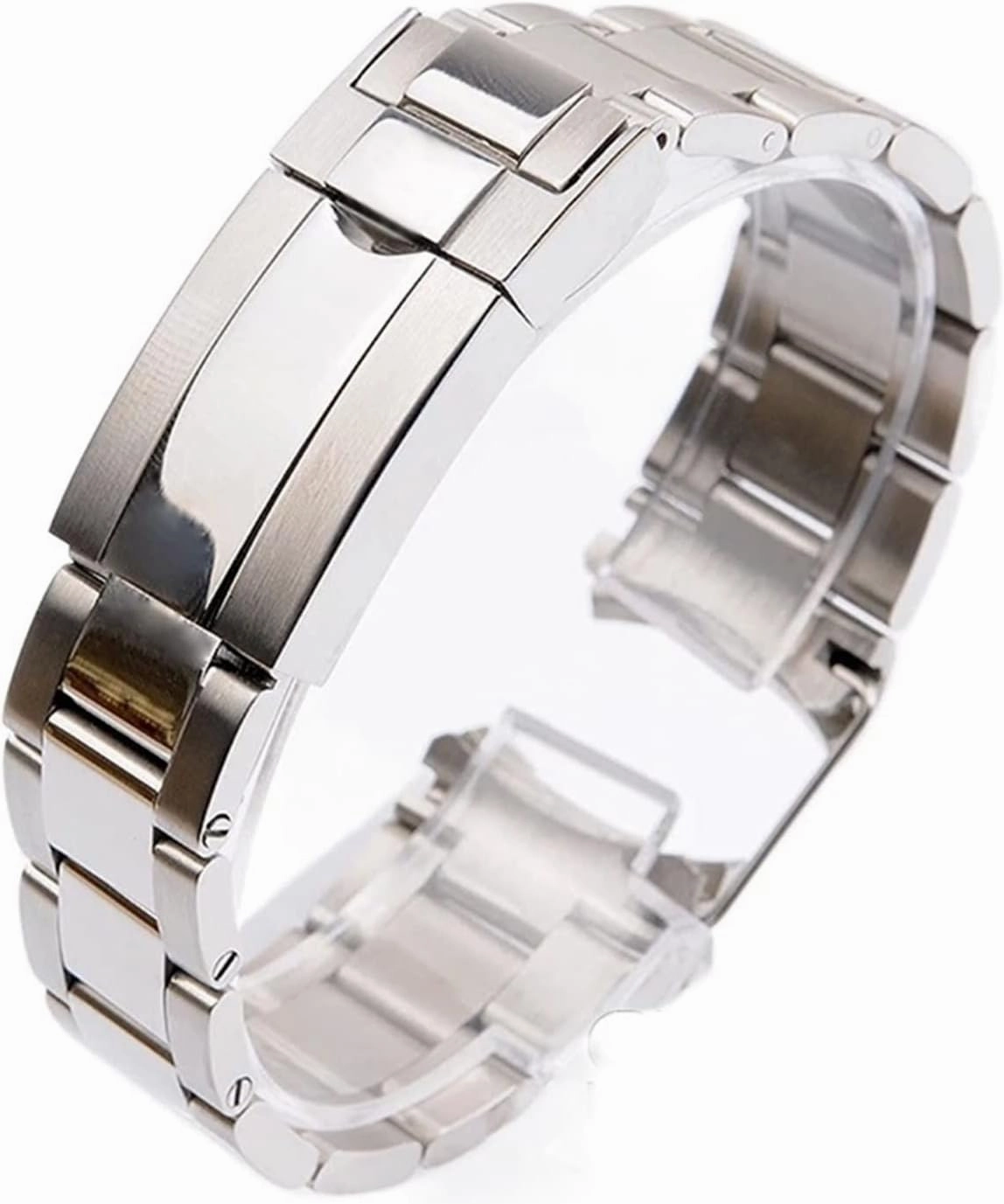 RHAIYAN 20 21mm Watch Accessories Stainless Steel Butterfly Clasp Watch Band Best Compatible With Rolex Daytona Water Ghost Submariner Series Strap Specific ( Color : Silver , Size : 20mm With Logo )