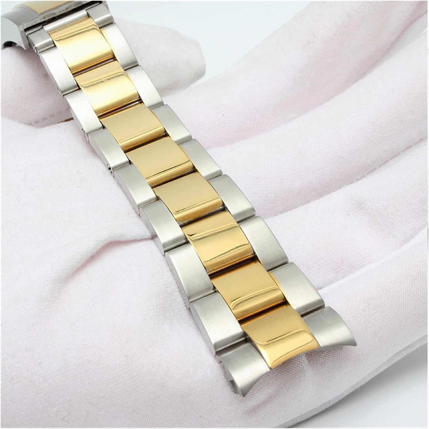 RHAIYAN 20 21mm Watch Accessories Stainless Steel Butterfly Clasp Watch Band Best Compatible With Rolex Daytona Water Ghost Submariner Series Strap Specific ( Color : Silver , Size : 20mm With Logo )