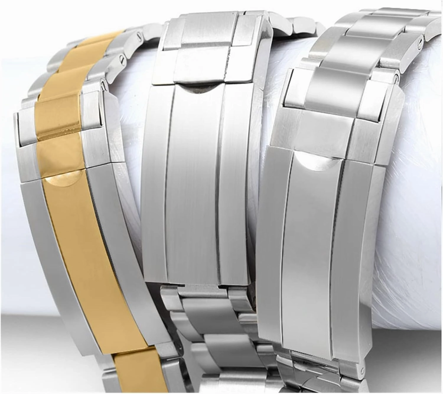 RHAIYAN 20 21mm Watch Accessories Stainless Steel Butterfly Clasp Watch Band Best Compatible With Rolex Daytona Water Ghost Submariner Series Strap Specific ( Color : Silver , Size : 20mm With Logo )