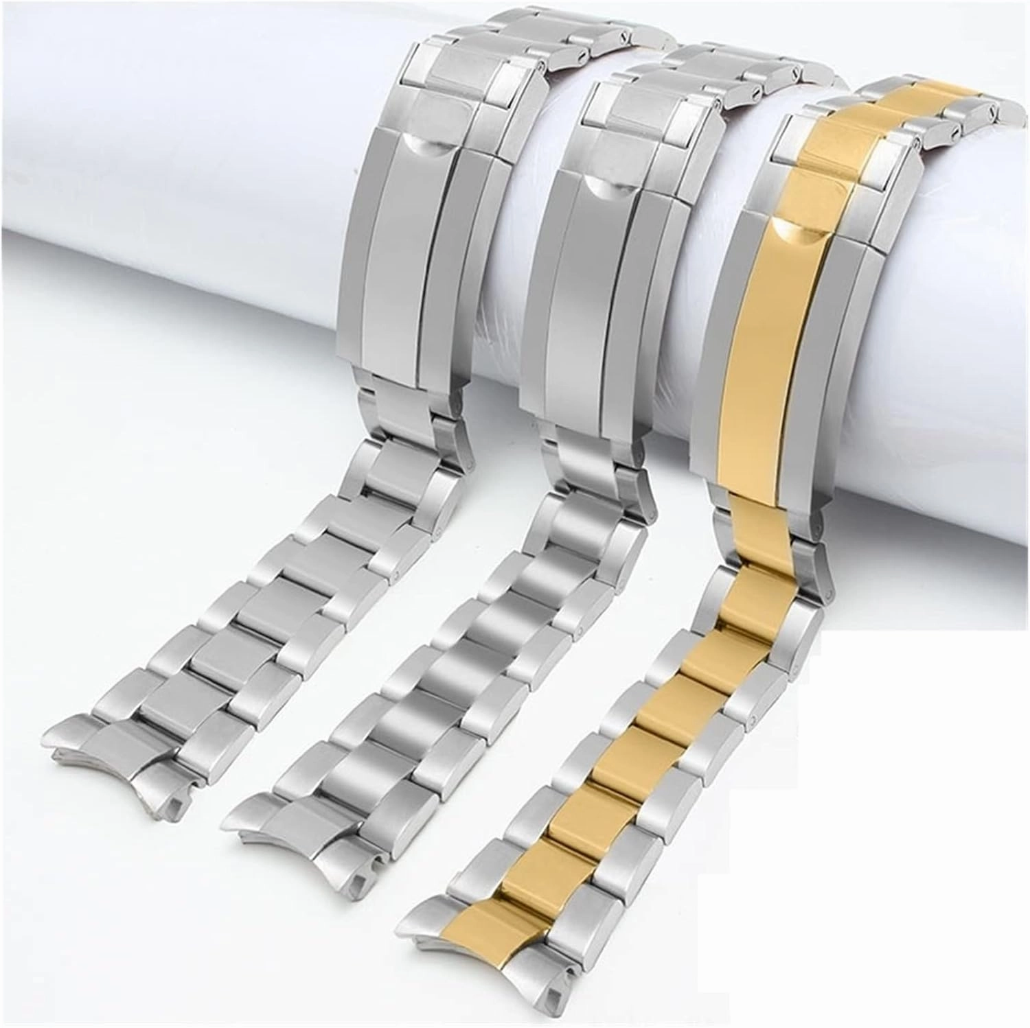 RHAIYAN 20 21mm Watch Accessories Stainless Steel Butterfly Clasp Watch Band Best Compatible With Rolex Daytona Water Ghost Submariner Series Strap Specific ( Color : Silver , Size : 20mm With Logo )