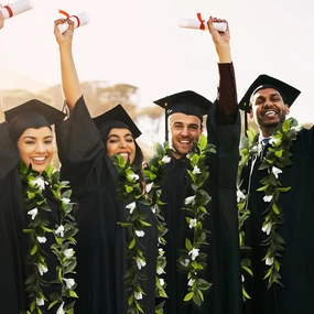 Riceshoot 4 Pcs Hawaiian Graduation Lei 6.56 ft Maile Lei Green Garland White Tuberose 2025 Graduation Gift Leaf Flower Necklace for Wedding Hawaiian School Ceremony Luau Aloha Summer Party Supplies