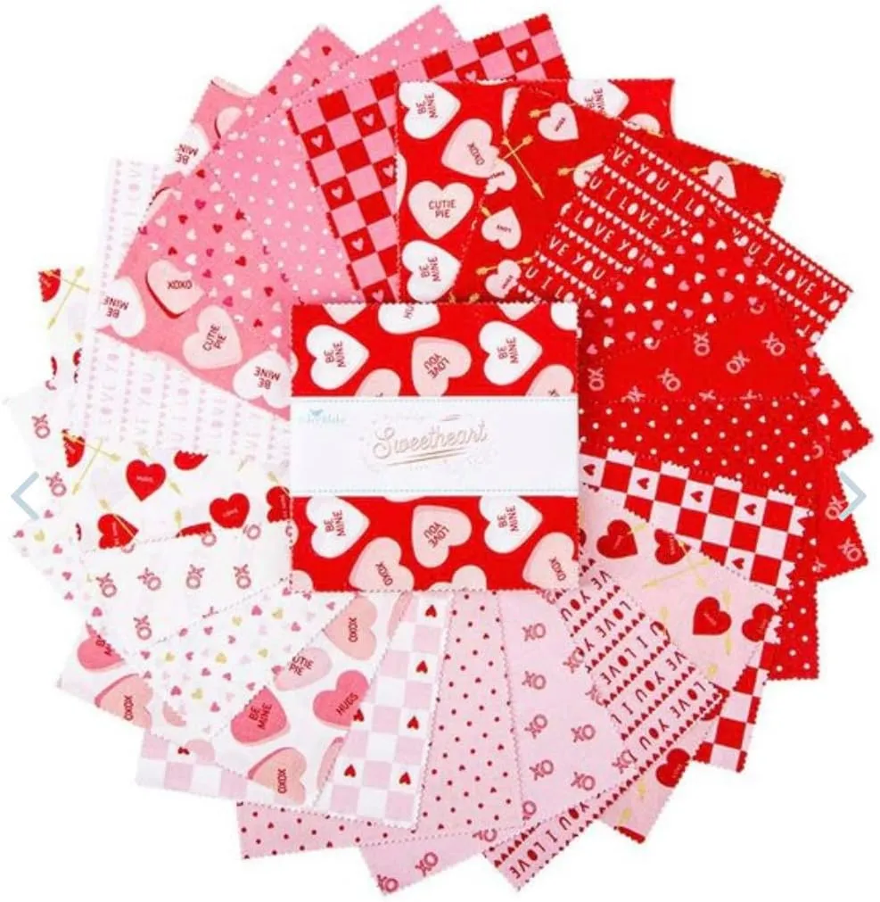 Riley Blake Sweetheart Collection by My Mind’s Eye, Premium Quilting Fabric, Perfect for Quilting, Crafting, Sewing Projects and More… (Sweetheart 5" Stacker)