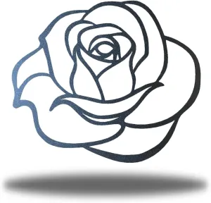 Riverside Designs Rose Bud | Garden Metal Wall Art Steel Patio Decor | Made in USA | Multiple Colors and Sizes (Black, 12")