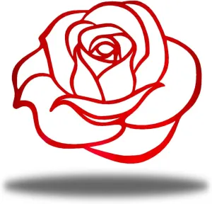 Riverside Designs Rose Bud | Garden Metal Wall Art Steel Patio Decor | Made in USA | Multiple Colors and Sizes (Red, 30")