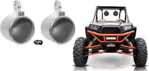 Rockville Bundle: (1) Pair 8 Polished Silver AluminumTower Speaker Bundle with (2) MAC360C 360 Degree Swivel Tower/Surface Mount Clamps 4 Wakeboards (4 Items)