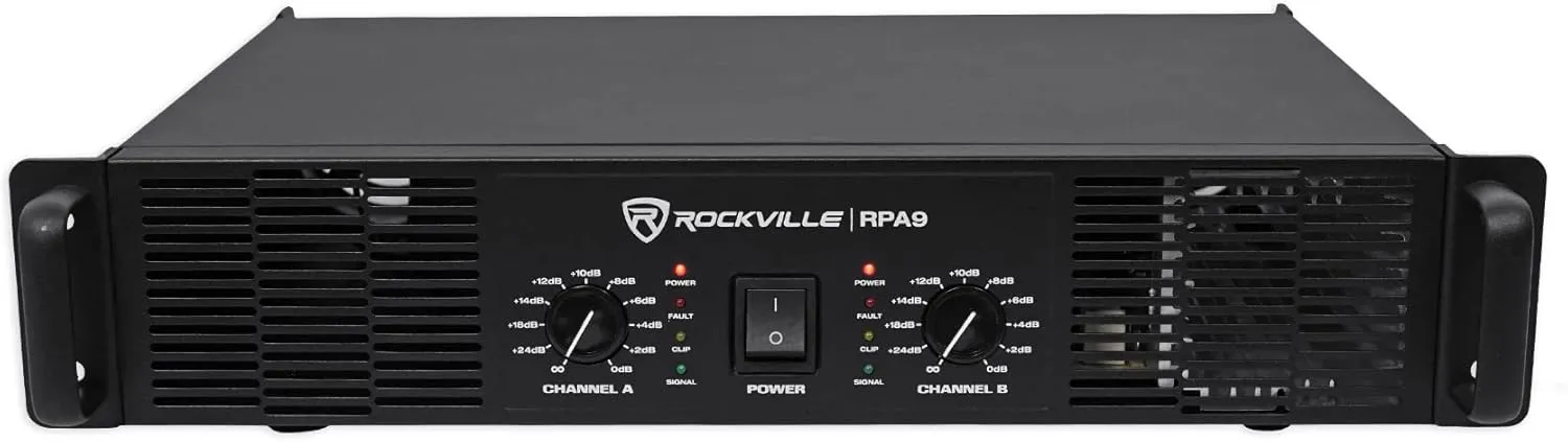 Rockville RPA9 3000W Peak / 800W RMS 2-Channel Power Amplifier, Rack Mountable - Perfect for Live Sound, Pro Audio, DJs