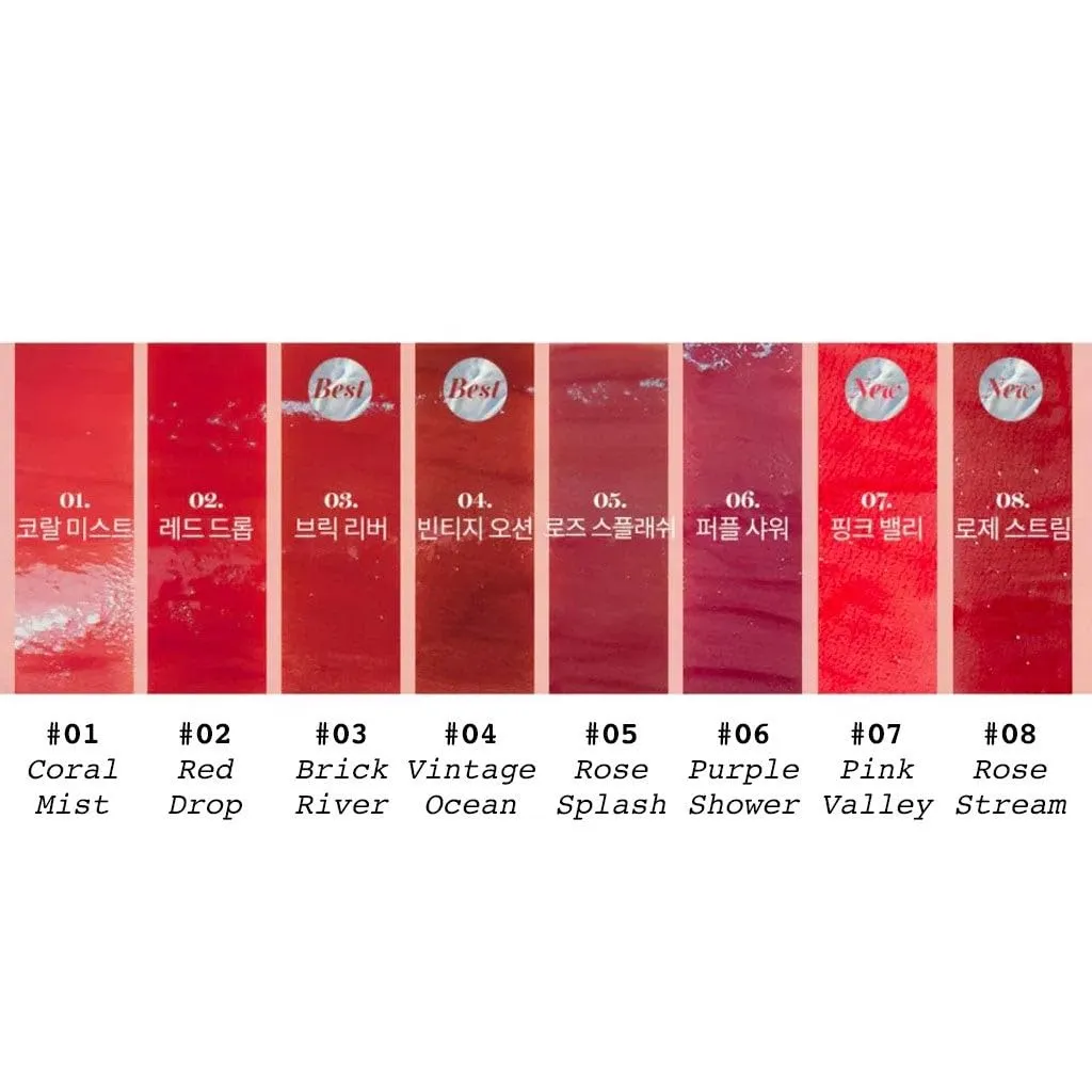 [rom&nd] Glasting Water Tint 8 colors | Vivid color, Glossy Finish, Long-lasting, moisturizing, Highlighting, Natural-beauty | Lip Tint for Daily Use, K-beauty | 4g/0.14oz No.02 RED DROP