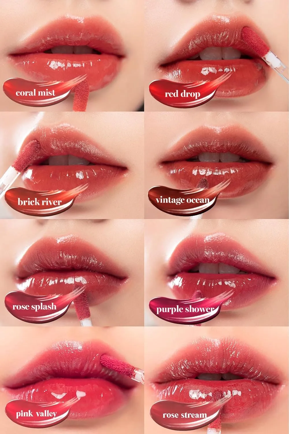 [rom&nd] Glasting Water Tint 8 colors | Vivid color, Glossy Finish, Long-lasting, moisturizing, Highlighting, Natural-beauty | Lip Tint for Daily Use, K-beauty | 4g/0.14oz No.02 RED DROP