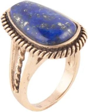 Roped Lapis and Bronze Ring