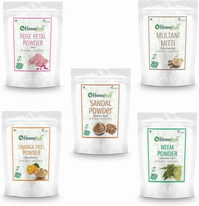 Rose Petal, Sandalwood, Neem, Multani mitti and Orange Peel Powder 200g Each (Pack of 5) for face,