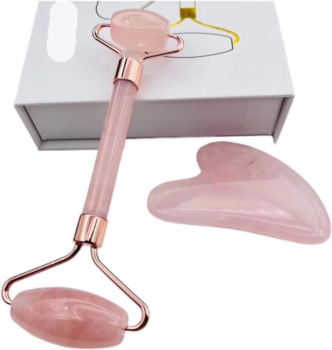 Rose Quartz Powder Crystal Jade Roller Massage Spa Pink Face Gua Sha Natural Stone Guasha Beauty Tool Lift Up(Style-f)