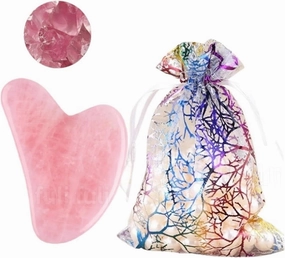 Rose Quartz Powder Crystal Jade Roller Massage Spa Pink Face Massagers Gua Sha Guasha Beauty Tool Lift Up(Type w)