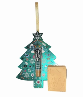 Rosebud Ranch Goat Milk Soap Sample Bath and Body Lip Gloss JOY TWISTED PEPPERMINT Ornament Stocking Stuffer Gift