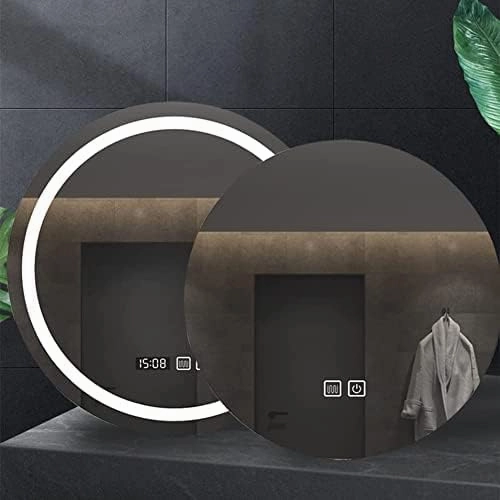 Round Led Mirror for Bathroom Illuminated,Smart Bathroom Mirror,Bathroom Makeup Mirror with Touch Switch,IP44 Waterproof,Dustproof Anti-Fog,Warm White Light (Size : 60cm/23.6in)