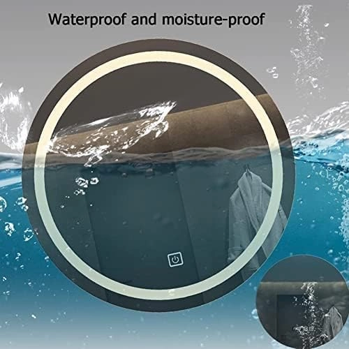 Round Led Mirror for Bathroom Illuminated,Smart Bathroom Mirror,Bathroom Makeup Mirror with Touch Switch,IP44 Waterproof,Dustproof Anti-Fog,Warm White Light (Size : 60cm/23.6in)