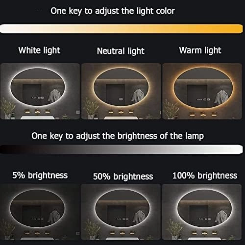 Round Led Mirror for Bathroom Illuminated,Smart Bathroom Mirror,Bathroom Makeup Mirror with Touch Switch,IP44 Waterproof,Dustproof Anti-Fog,Warm White Light (Size : 60cm/23.6in)