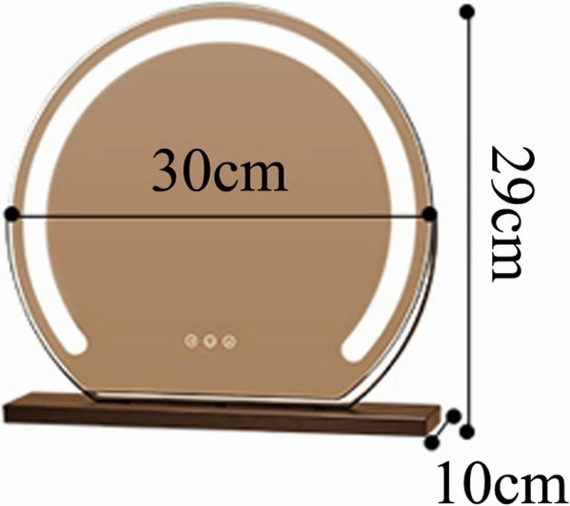 Round Standing Makeup Mirror, Lighted Makeup Mirror, Hollywood Vanity Mirror with Led Lights, Three Color Lighting Modes, Smart Touch Control, 360°Rotation, Black, Gold, White(Gold,30cm)