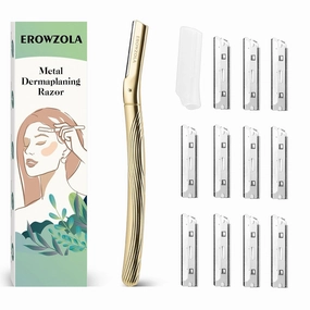 Royal Gold Dermaplane Razor for Women Face   6 Blades - Remove Peach Fuzz Hair and Exfoliation, Shape Brows